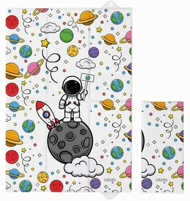 Produktbild von Kikido Baby Wickelunterlage unterwegs 40x60 cm - Weiche Reise waschbar für den Windelwechsel - Astronaut
