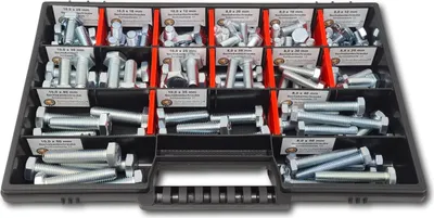 Produktbild von Sechskantschrauben Sortiment M8-M10 // 10mm-50mm 110 tlg. Schraubenbox DIN 933 Vollgewindeschrauben Maschinenschrauben Gewindeschrauben Sechskantschrauben