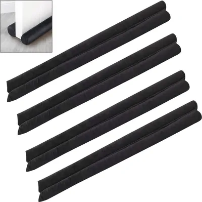 Produktbild von 4x VOSSBACH Mikrofaser Tür Zugluftstopper Schwarz mit Doppeldichtung Türdichtung Türisolierung Dichtung Isolierung Windstopper
