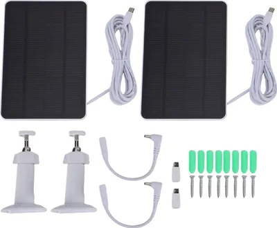 Produktbild von 2 Stück 10-W-Solarpanel-Ladegerät passend für Blink Outdoor 4 Sicherheitskamera mit Micro-USB-, USB-C- und DC-Anschluss, IP65 wasserdicht, 360° verstellbar, 3 m langes Kabel