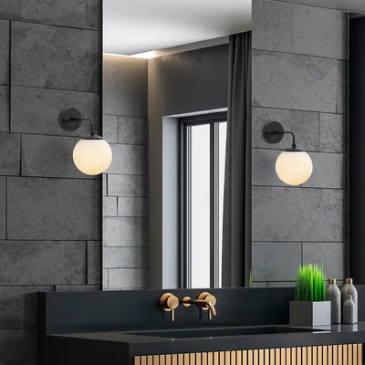Produktbild von Opviq, Wandleuchte aus Metall (15 x 27 x 25 cm), Schwarz und Creme, IP20 | E14 Fassung, max. 40 W, elegantes Industriedesign, Glasabdeckung, ideal für moderne Räume.