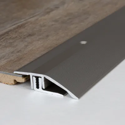 Produktbild von PROVISTON | Übergangs- & Ausgleichsprofil | Aluminium | 44 x 7 - 15 x 2700 mm | Edelstahloptik | Bodenprofil | Metallprofil | Übergangsschiene
