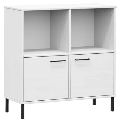 Produktbild von vidaXL Bücherregal OSLO mit Metallbeinen Weiß 90x35x90,5 cm Massivholz