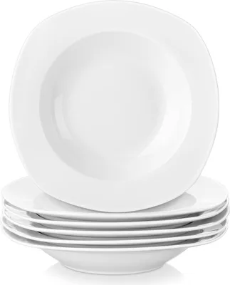 Immagine prodotto di Set di piatti fondi in porcellana Elisa 6 pezzi - piatti profondi - stoviglie bianco crema - set di piatti per 6 persone