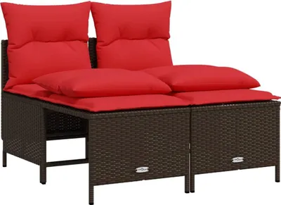 Zdjęcie produktu dla vidaXL 4-częściowa sofa ogrodowa z poduszkami, brązowa, z polirattanu