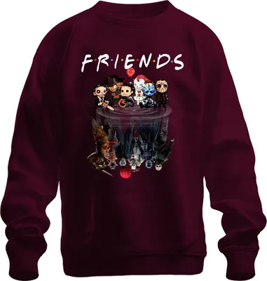 Obrázok produktu pre FRIENDS Horor Ikonen Pennywise Michael Jason Freddy Pinhead Uni mikina, bordová, XXL