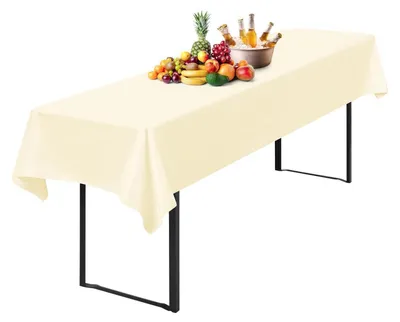 Image de Nappe pour table de bière, ensemble 100x250 cm, beige, imperméable, en polyester