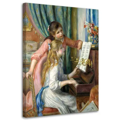 Produktbild von Leinwandbild mädchen am klavier - reproduktion von a. renoir 60x90 cm Feeby farbe wandbild bereit zum aufhängen