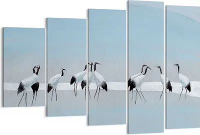 Produktbild von Bild auf Leinwand - Leinwandbild - 5 Teile - Vögel Kraniche Natur - 150x100cm - Wand Bild - Wanddeko - Wandbilder - Leinwanddruck - Bilder - Wanddekoration - Leinwand bilder - EG150x100-4921