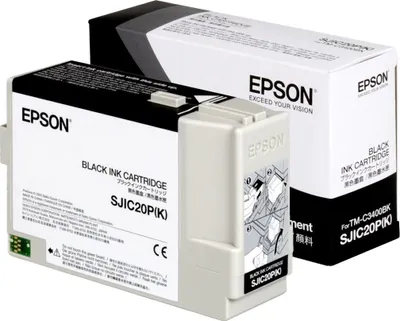 Produktbild von Epson SJIC20P(K) Black Tintenpatrone für TM-C3400BK, High (L) Yield, Schwarz, Tinte auf Pigmentbasis, 78,7 ml, 1 Stück(e), Einzelpackung