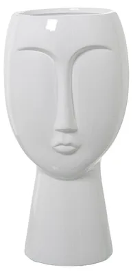 Produktbild von Vase mit Keramischem Gesicht in Glänzend Weiß