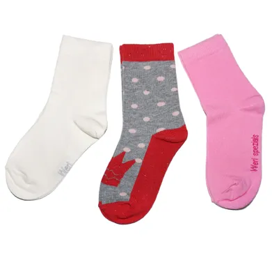 Productafbeelding van Kinder sokken, 3-pack, katoen, merk Krone, kleur grijs, maat 23-26