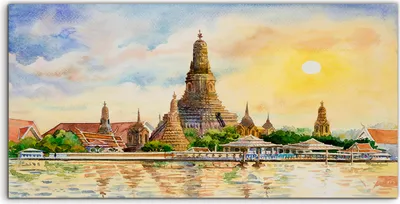 Produktbild von Coloray - Glasbild - 100x50 cm - Wandbild - Glasbilder - Kunstdruck Tempel Thailand Architektur
