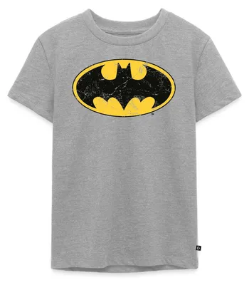Produktbild von Spreadshirt DC Comics Batman Logo Used Look Karneval Kinder Premium T-Shirt, 98/104 (2 Jahre), Grau meliert