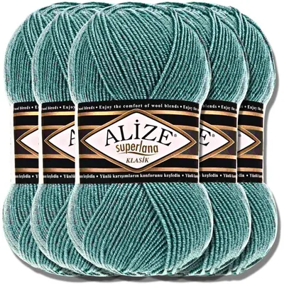 Produktbild von Alize 5x 100g Superlana Klasik Wolle, Uni, Häkeln, Stricken (Azure | 164)