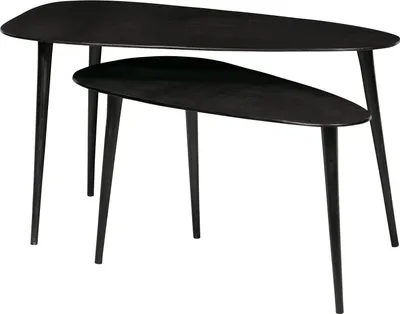 Produktbild von WOOOD Beistelltisch Dreieckig Schwarz Nickel - 2er Set Coachtisch aus Metall