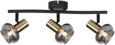 Image de Spot de plafond Lauree noir et or 3xE14x40W en métal, dimensions : 14x45x9 cm, IP20 Reality