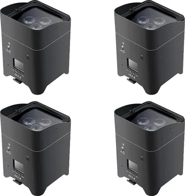 Obrázok produktu pre Batériové svetlo, RGBWA+UV LED, možnosť bezdrôtového ovládania, 4ks čierne, zástrčka EÚ