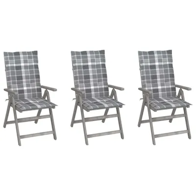 Produktbild von Verstellbare Gartenstühle 3 Stk. mit Auflagen Massivholz Akazie