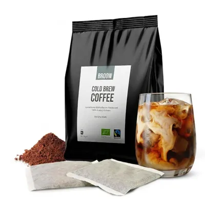 Produktbild von broow - Cold Brew Coffee Fairtrade gemahlener Röstkaffee im Filterbeutel DE-ÖKO-006