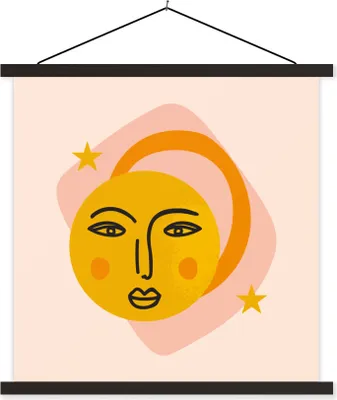 Produktbild von MuchoWow® Textilposter Sonne - Rosa - Sommer 40x40 cm mit schwarzem Rahmen - Fotos