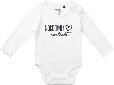Produktbild von Huuraa Baby Body Norderney verliebt 80 White  Baumwolle Fairtrade Langarmbody Geschenkidee