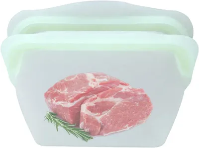 Immagine prodotto di Sacchetti riutilizzabili per il congelatore - Sacchetti in silicone - Contenitori per alimenti - Design ermetico e resistente alle perdite - 1000 ml - Verde