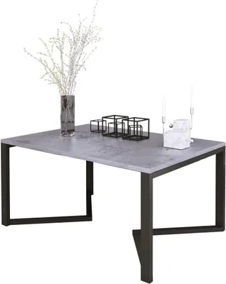 Produktbild von DESIGN MÖBEL Couchtisch MILO – Rechteckiger Wohnzimmertisch mit Ablage & Metallbeinen – (Beton), Industrial Stil