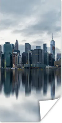 Produktbild von MuchoWow® Poster New York - Skyline - Spiegelung 60x120 cm - Wandschmuck