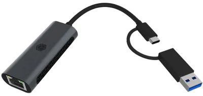 Produktbild von ICY BOX IB-LAN301-C3, USB 3.2 Gen 1 Type-C®/Type-A zu 2.5 Gigabit Ethernet LAN Adapter, Anthrazit, Kabelgebunden, USB Type-A/USB Type-C, Ethernet, 2500 Mbit/s, Anthrazit