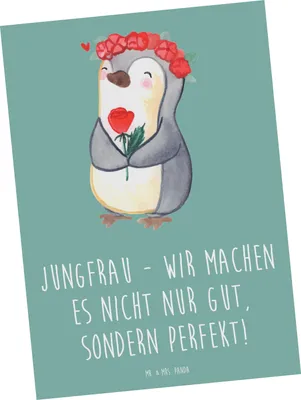 Produktbild von Mr. & Mrs. Panda Postkarte Jungfrau Perfektion - Meeresbrise - Geschenk, Ansichtskarten, Organisation, Tierkreiszeichen, Geschenke Sternzeichen, Horoskop, bildkarte