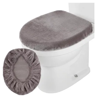 Produktbild von Grau WC-Deckelbezug, Toilettenbezug aus Velours, Maschinenwaschbar, Staubdicht für Badezimmer