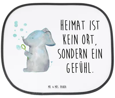 Produktbild von Mr. & Mrs. Panda Auto Sonnenschutz Elefant Seifenblasen - Weiß - Geschenk, Heimat, Seitenscheibe, Liebe, Liebesspruch, Pkw, für, Lustige Sprüche, Sonnenblende, Elefanten