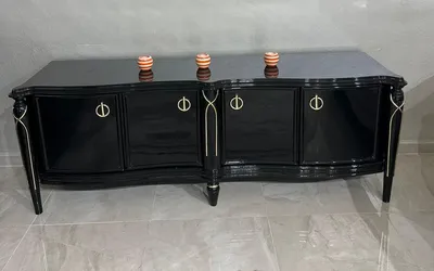 Image de Casa Padrino Luxe Armoire TV baroque noir / or 195 cm - Meubles de salon baroques