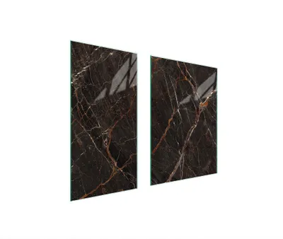 Produktbild von Herdabdeckplatten 2 teilig 75x52 Glaskeramikkochfeld Abdeckung Glas Schneidebrett Marmor Braun