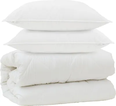 Produktbild von vidaXL Decke mit Kissen mit Kissen 3 Stk. Weiß Mikrofaser