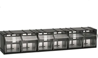 Produktbild von Schwarzer Varobox Organizer mit 6 transparenten Fächern, 8,8x9x18,3 cm