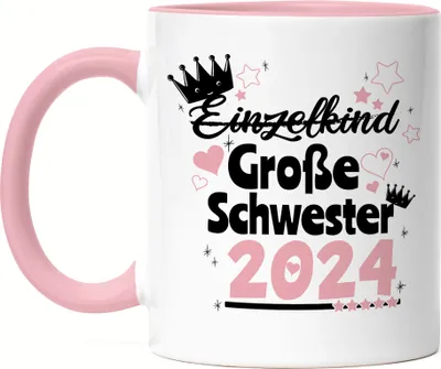 Produktbild von Einzelkind Wird Große Schwester 2024 Tasse Rosa Nachwuchs Schwangerschaft Geschenkidee Baby-News