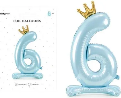 Immagine prodotto di Pallone in foil Babyblue numero 6 in piedi 84 cm