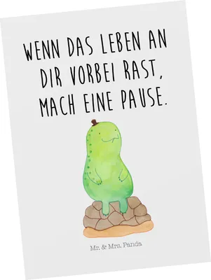 Produktbild von Mr. & Mrs. Panda Postkarte Schildkröte Pause - Weiß - Geschenk, Fotokarte, Ansichtskarten, Achtsam, Grußkarte, Postkarten, Achtsamkeit, Ansichtskarte