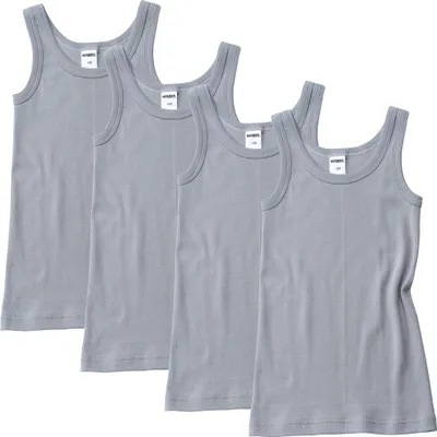 Produktbild von HERMKO 2800 4er Pack Jungen Unterhemd (Weitere Farben) Baumwolle, Farbe:grau, Größe:152