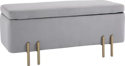 Produktbild von HOMCOM Lavice, Čalouněná lavice s úložným prostorem, Komoda, Látka, Kov, Pěna, Světle šedá, 100 x 40 x 42 cm