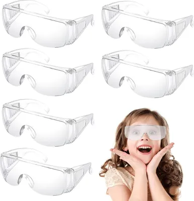 Produktbild von 6 Stück Schutzbrille Transparent Kinder, Schutzbrille Arbeitsschutzbrille, Laborbrille Kratzfeste Linsen Durchsichtigen Anti, Komfortabel und Sicher Für Damen/Herren/Kinder