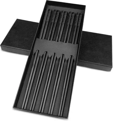 Image de Lot de baguettes - antidérapantes - 5 paires - noires - en fibre de verre - 24 cm