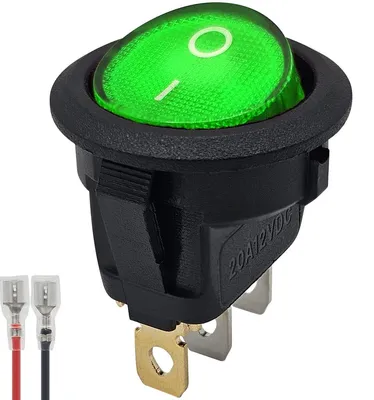 Produktbild von ProRide Wippschalter ON/OFF KCD2-12 mit Kabel, 3-polig, 12V/20A, grün