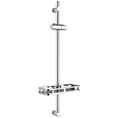 Produktbild von Auralum Duschstange, 90 cm verstellbare Duschstange aus Edelstahl ,Universelle Duschstange,verschiebbare Duschsäule mit Seifenablage, Chrom