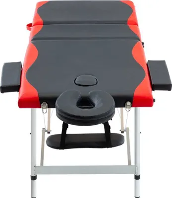 Immagine prodotto di Lettino Massaggio Pieghevole 3 Zone in Alluminio Nero e Rosso