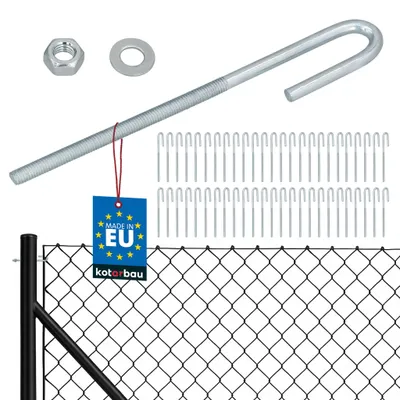 Image de KOTARBAU® Lot de 50 Tendeur Grillage M6 Tendeur Cable Clôture Acier Galvanisé Crochet Fileté avec Écrou et Rondelle Tendeur Fil de Fer Argenté Ouvert