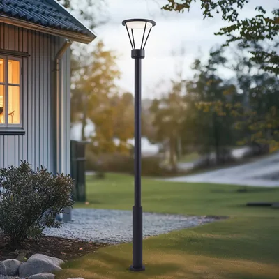 Produktbild von Lucande LED-Außenleuchte Elario, 222 cm, schwarz, Aluminium