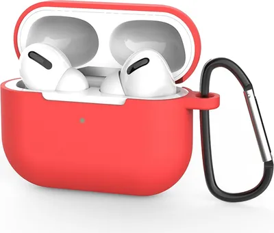 Immagine prodotto di AirPods Pro 1 Custodia protettiva in silicone con moschettone, custodia morbida al tatto, custodia resistente agli urti, antiscivolo, protezione a 360°,  rosso